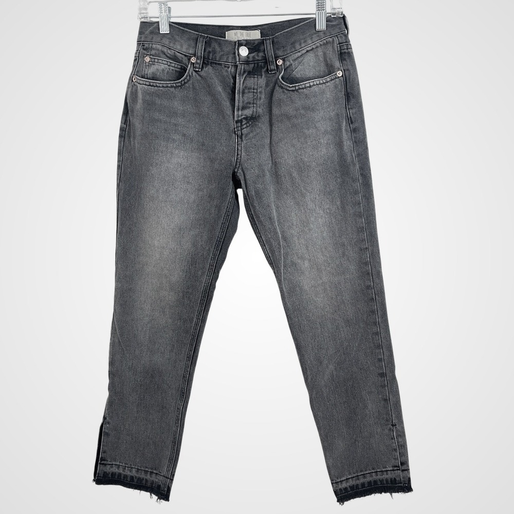 We The Free‎ People Jeans Womens 26 Black Straight Leg Denim Mid Rise Button Fly